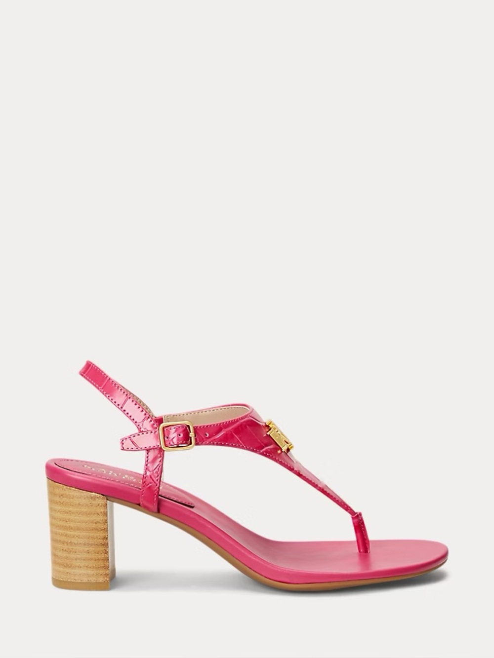 NEW LAUREN RALPH LAUREN WESTCOTT II EMBOSSED LEATHER SANDALS IN SPORT PINK 9